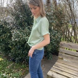 Chemise satinée verte